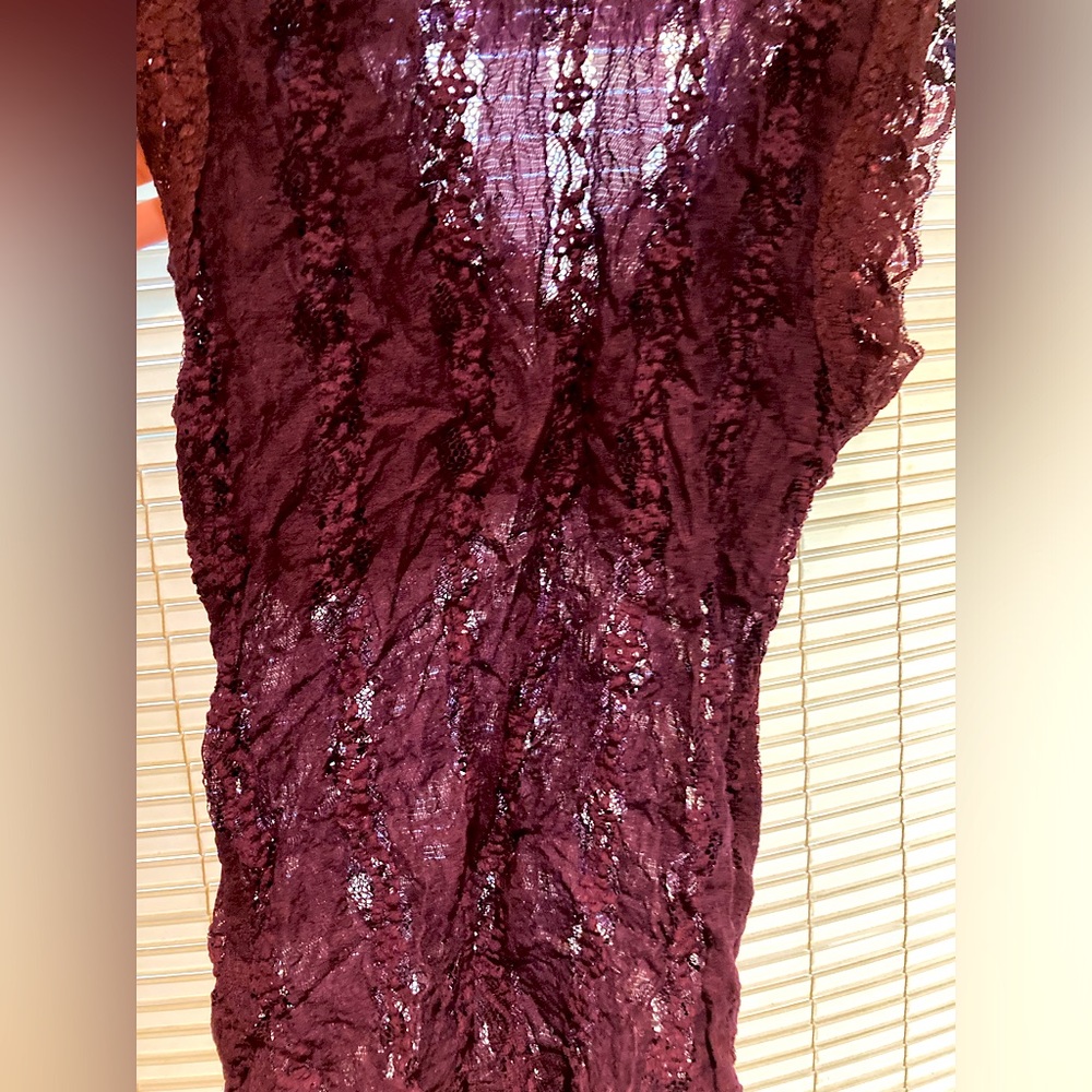 Purple lacy stretch top.